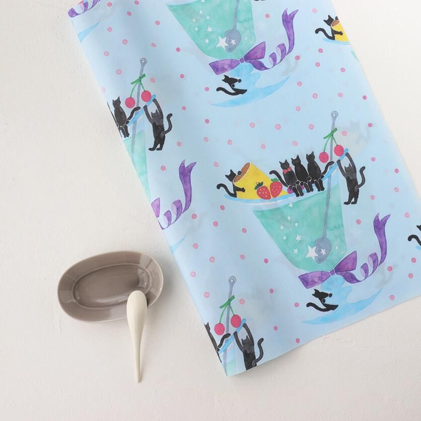 黒猫のクリームソーダ ねこ柄- 布・生地の通販サイト:nunocoto fabric