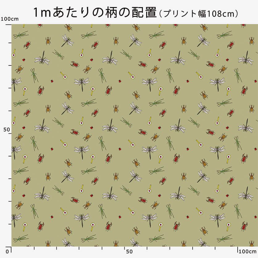 昆虫図鑑（ホワイト）昆虫柄- 布・生地の通販サイト：nunocoto fabric