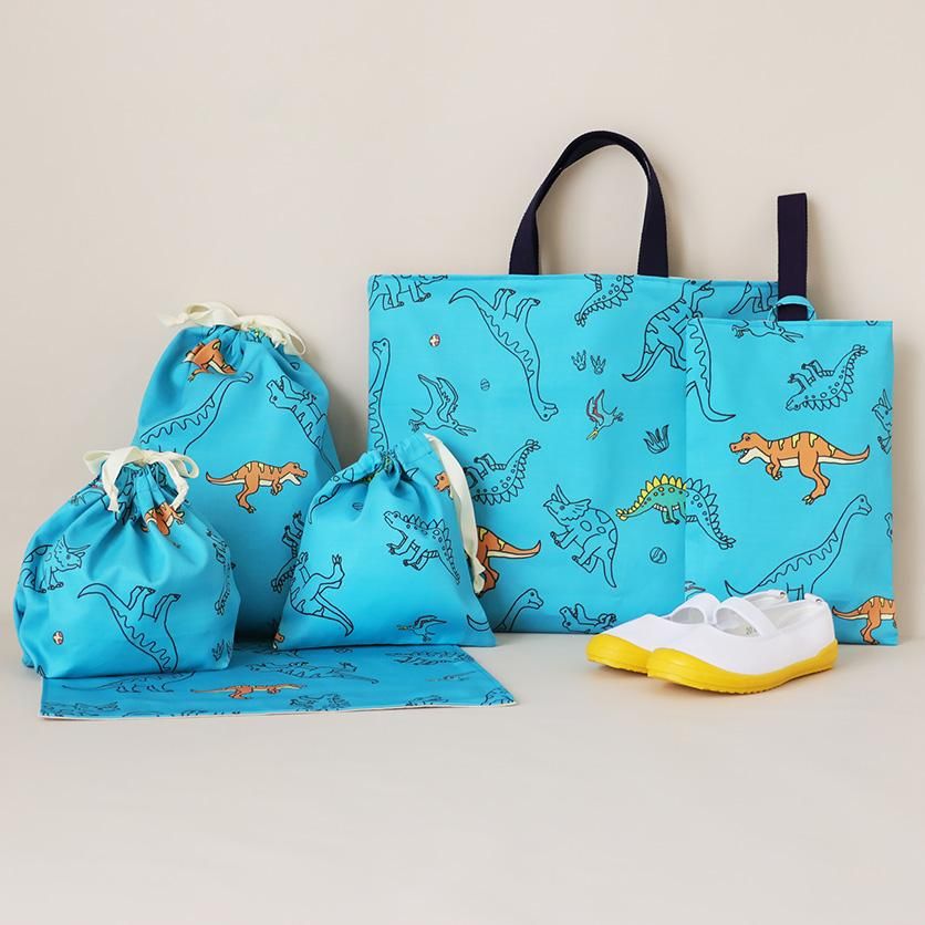 恐竜のダンス（カントリーブルー）恐竜柄- 布・生地の通販サイト