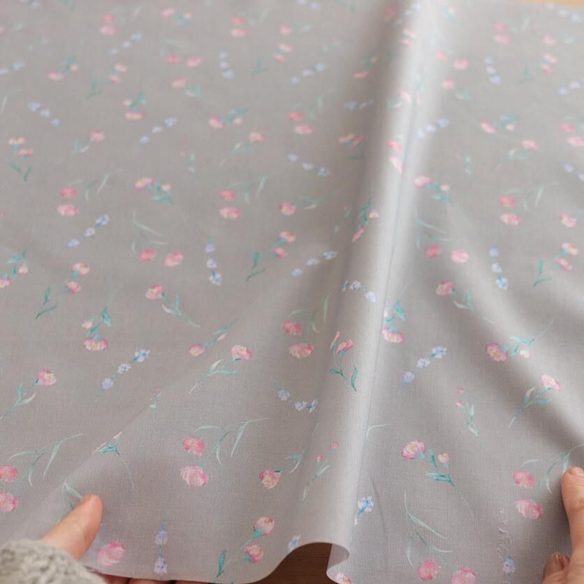 bloom（グレージュ）花柄- 布・生地の通販サイト：nunocoto fabric