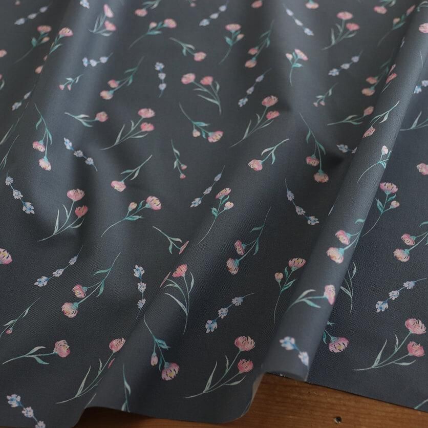 bloom（チャコール）花柄- 布・生地の通販サイト：nunocoto fabric