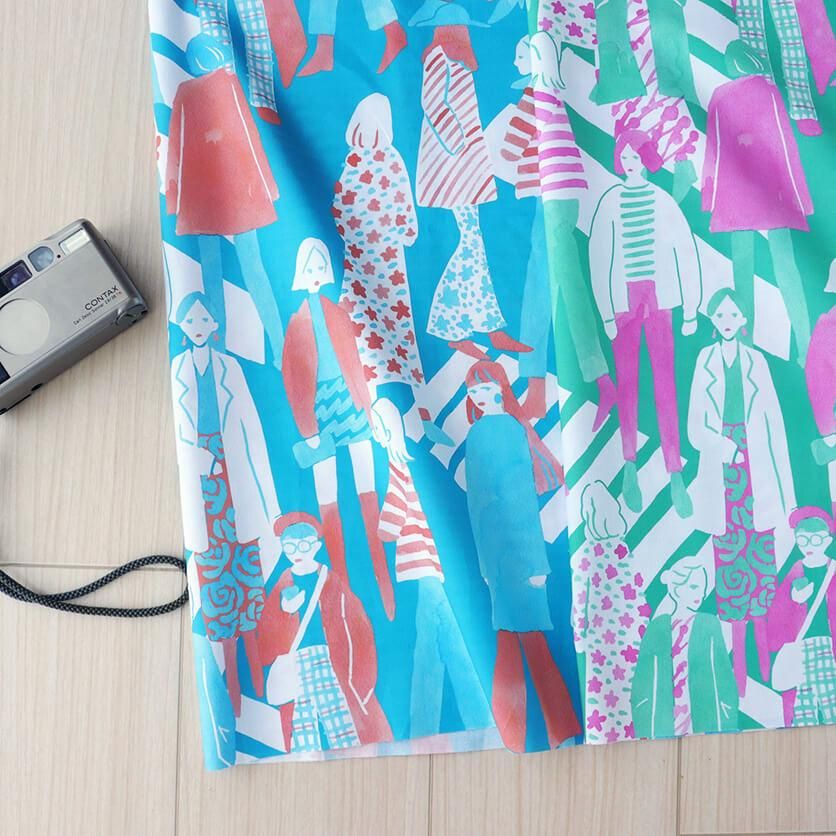 クラフト・布製品 bikkletomato scramble（スカイブルー×バーミリオン）人物柄- 布・生地の通販