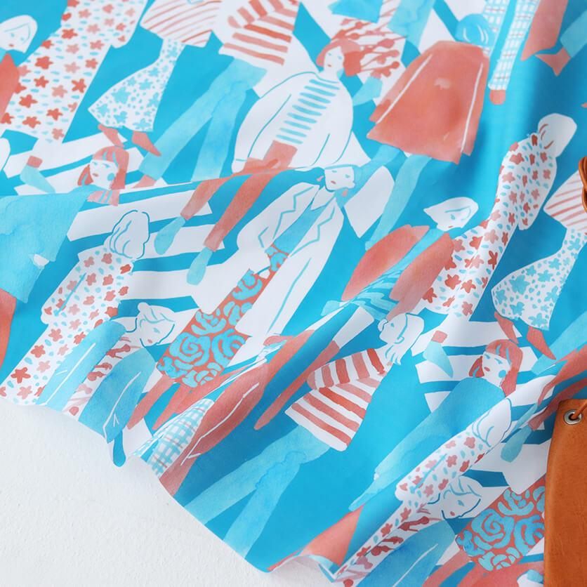 scramble（スカイブルー×バーミリオン）人物柄- 布・生地の通販サイト