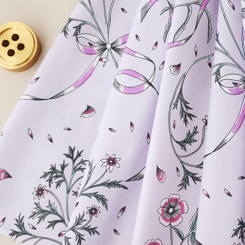 bouquet（ラベンダー）リボン・花柄- 布・生地の通販サイト：nunocoto