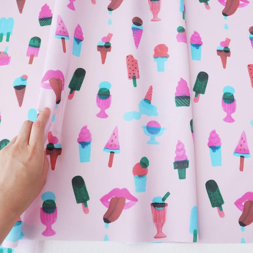 ice cream(ピンク)アイスクリーム柄- 布・生地の通販サイト ice cream(ピンク)アイスクリーム柄- 布・生地の通販サイト