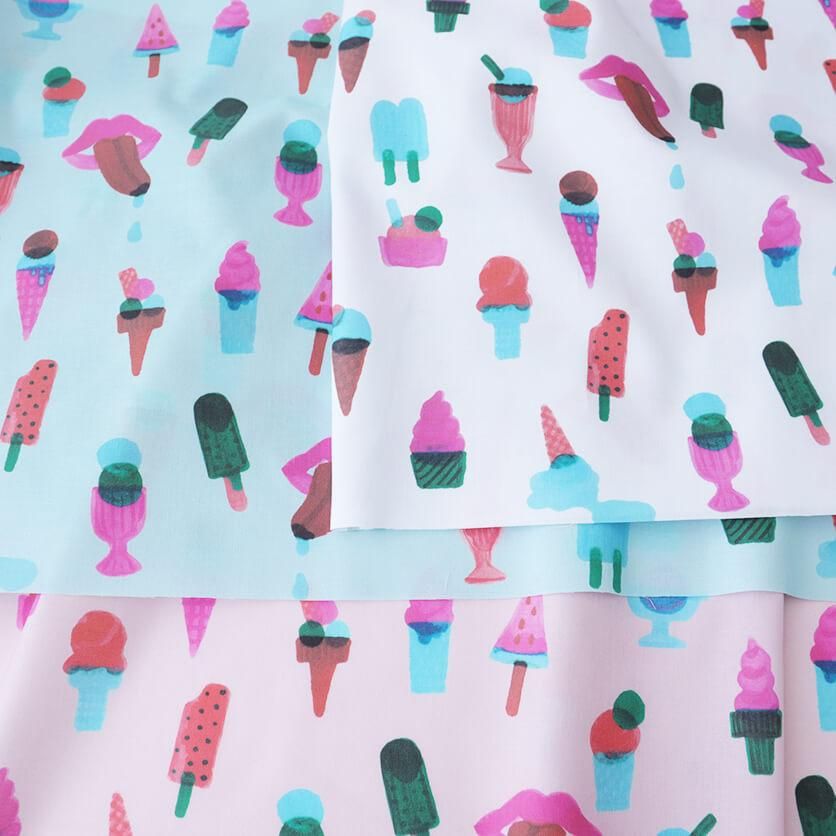 ice cream(ピンク)アイスクリーム柄- 布・生地の通販サイト ice cream(ピンク)アイスクリーム柄- 布・生地の通販サイト