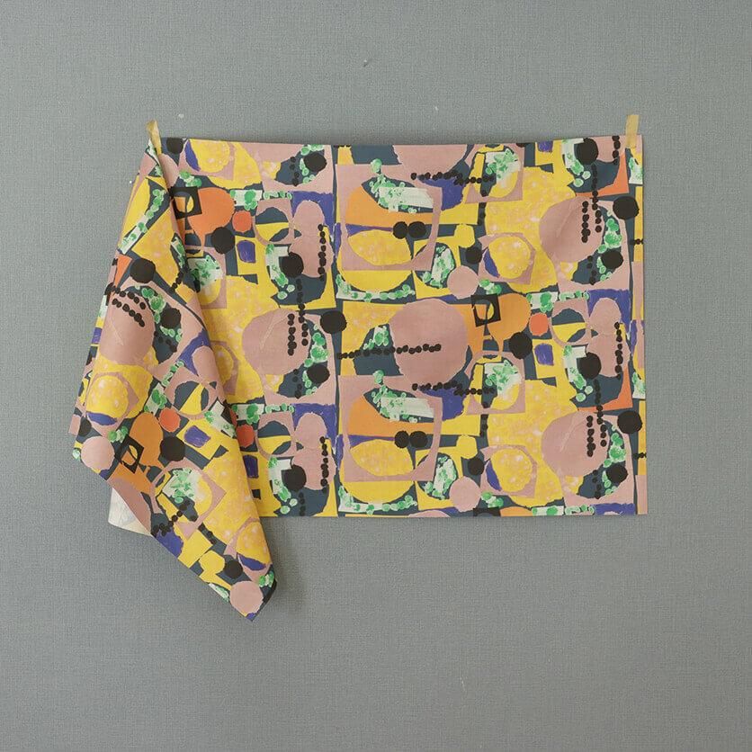 Akiko Tsurusaki（オレンジ）コラージュ・北欧柄- 布・生地の