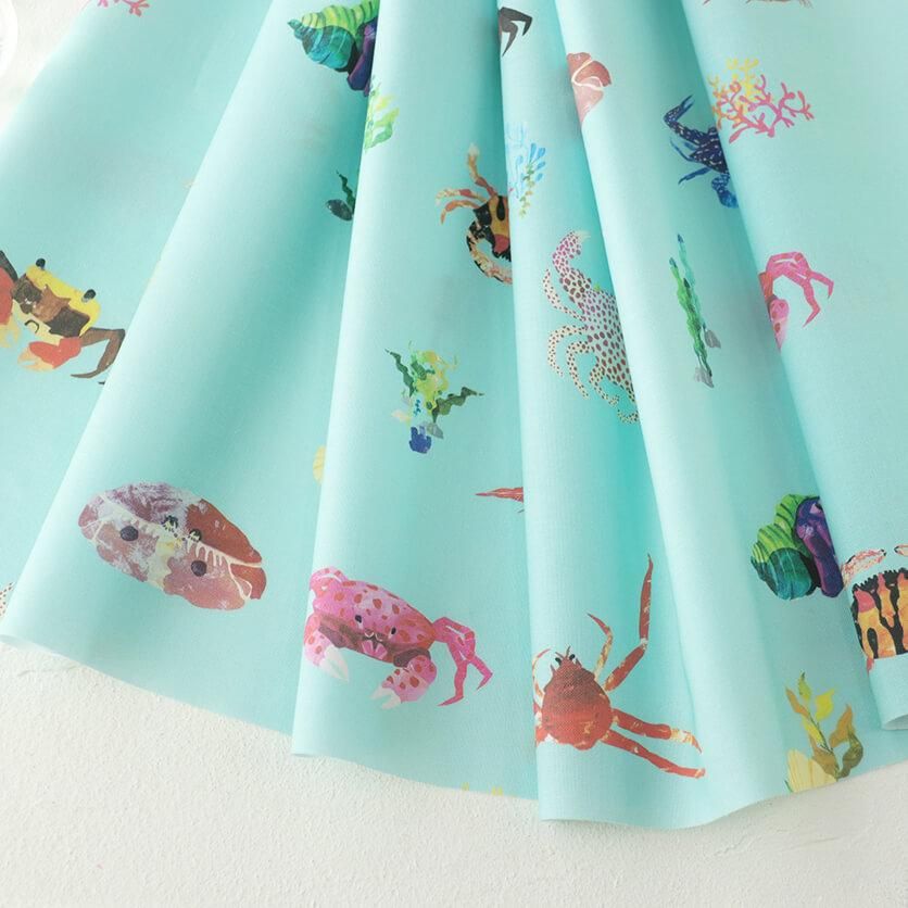カニとなかまたち 海の生き物柄- 布・生地の通販サイト：nunocoto fabric