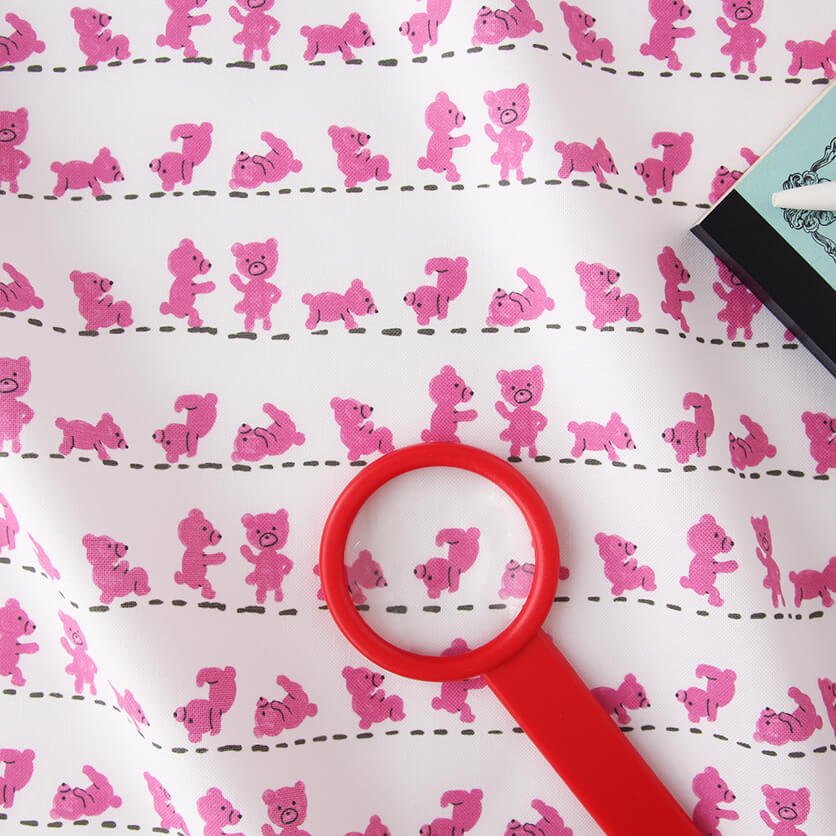 くまのでんぐり返りは続く（ピンク）動物柄- 布・生地の通販サイト：nunocoto fabric