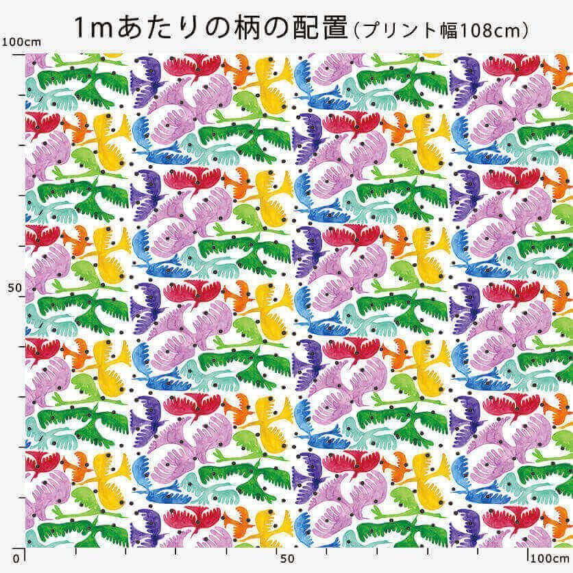Rainbow birds(ホワイト)鳥柄- 布・生地の通販サイト Rainbow birds(ホワイト)鳥柄- 布・生地の通販サイト