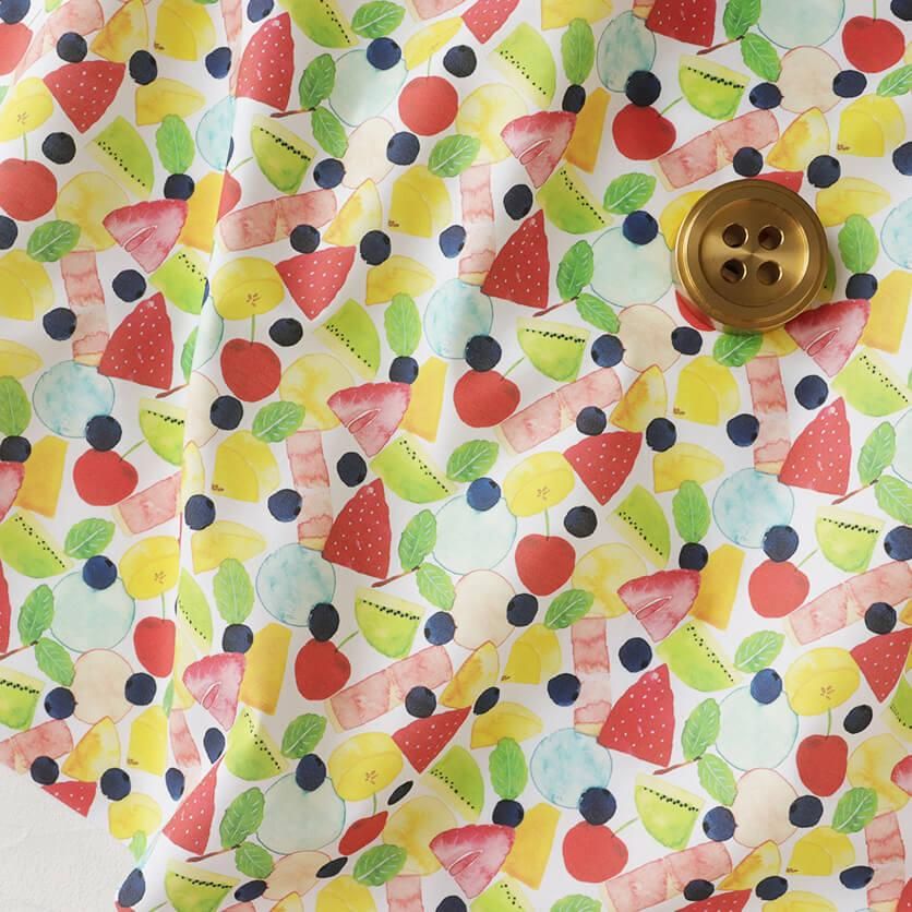 生地♡見本用 フルーツポンチ フルーツ・スウィーツ柄- 布・生地の通販サイト