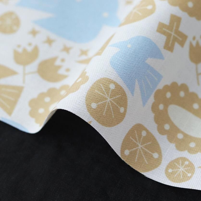 渡り鳥（ベージュ×ブルー）鳥柄- 布・生地の通販サイト