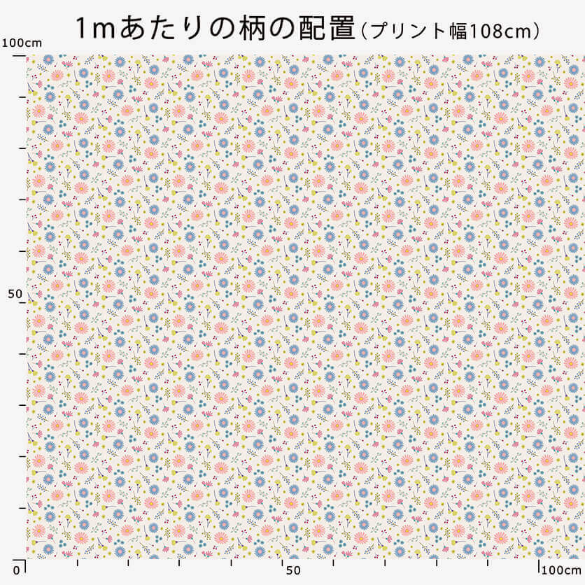 Cheerful Flowers（ピンク）花柄- 布・生地の通販サイト：nunocoto fabric