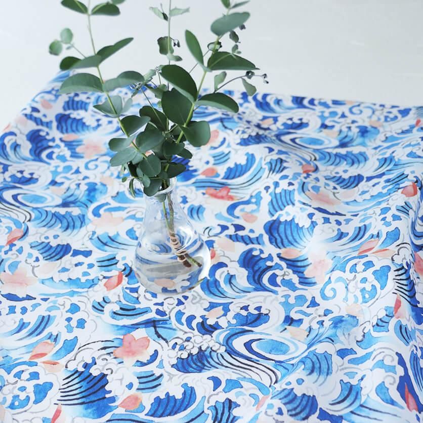 波と桜 花柄- 布・生地の通販サイト:nunocoto fabric 波と桜 花柄- 布・生地の通販サイト:nunocoto fabric