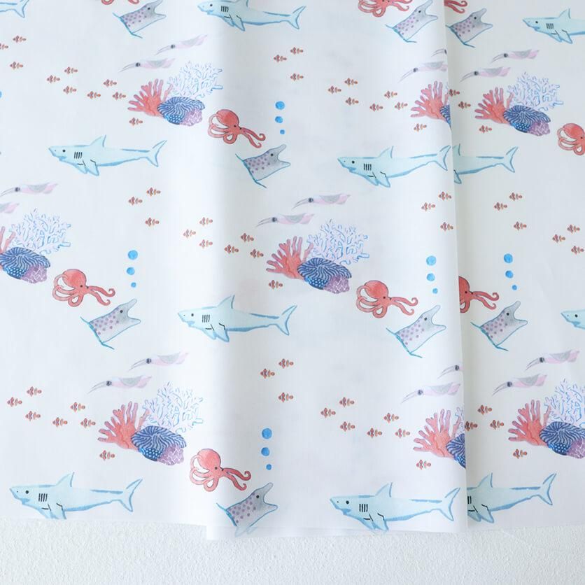 海洋生物柄　オックス生地　オーダーご相談専用ページ 楽天市場】【50cmから10cm単位】 オックス 《おさかなマーチ》 魚柄 海