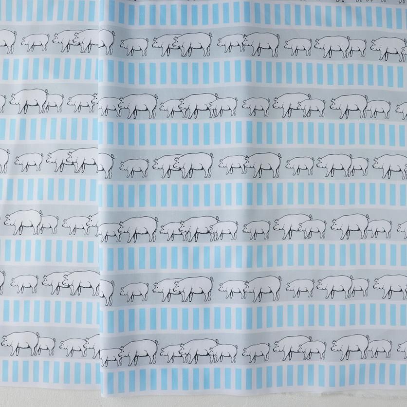 おさんぽ親子ぶた（ブルー×グレー）動物柄- 布・生地の通販サイト