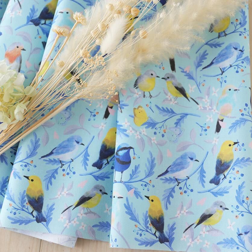 鳥柄生地サンプルページ feather（ホワイト）鳥・羽柄- 布・生地の通販サイト：nunocoto