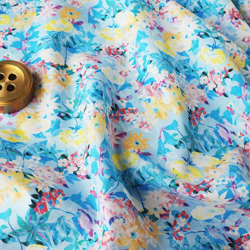 楽園（ブルー）花柄- 布・生地の通販サイト：nunocoto fabric