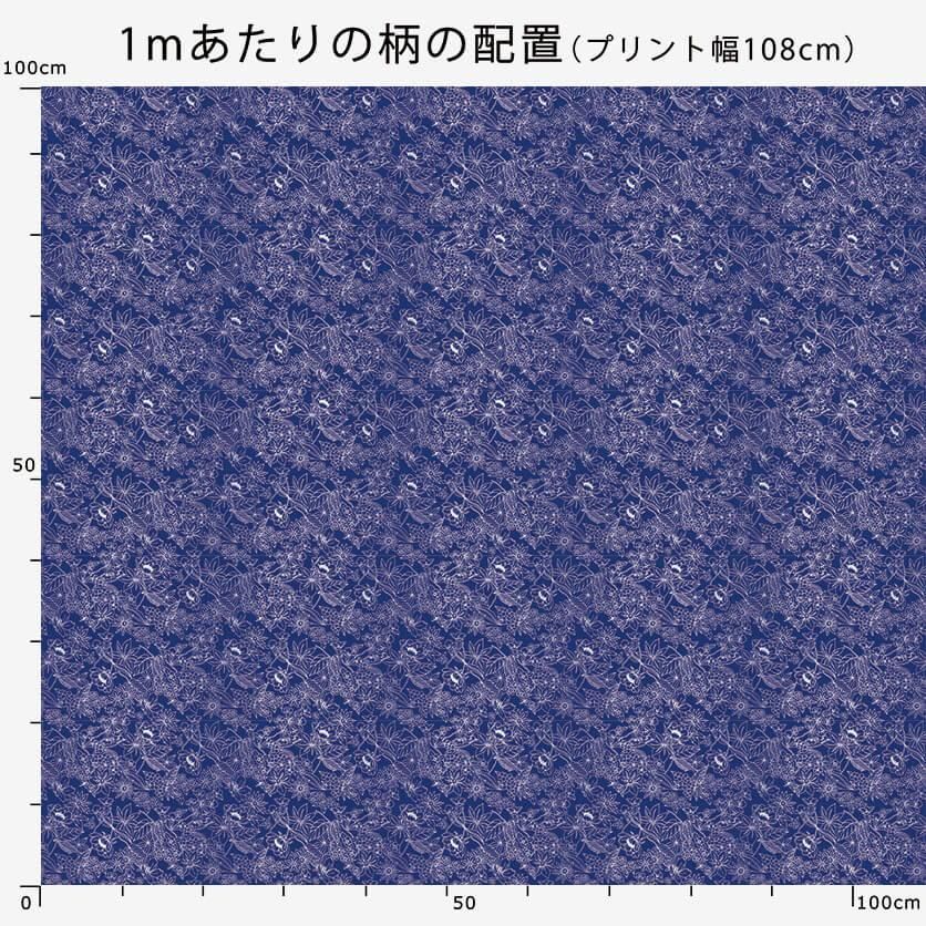 楽園（ブルー）花柄- 布・生地の通販サイト：nunocoto fabric