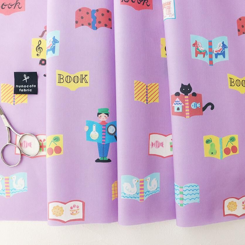 BookBookBook（パープル）文房具柄- 布・生地の通販サイト