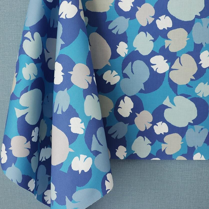 鳥柄生地サンプルページ ぽっちゃり鳥（ブルー）鳥柄- 布・生地の通販サイト：nunocoto fabric