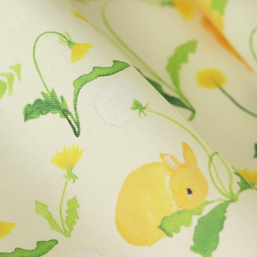 たんぽぽとうさぎ (クリームイエロー)うさぎ柄- 布・生地の通販サイト