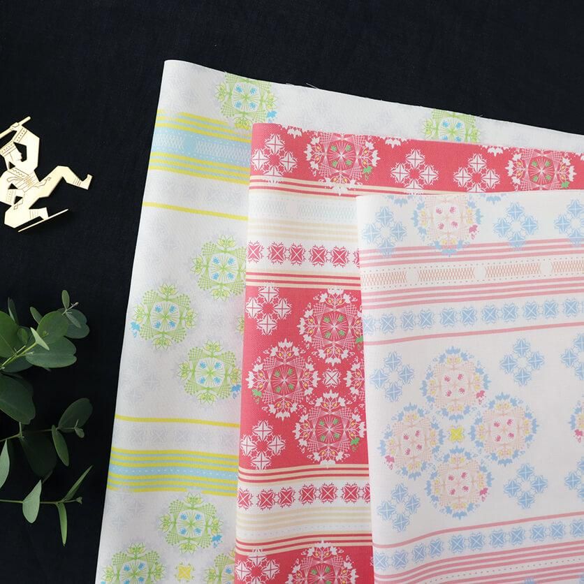 結晶（ピンク×ブルー）花柄- 布・生地の通販サイト：nunocoto fabric