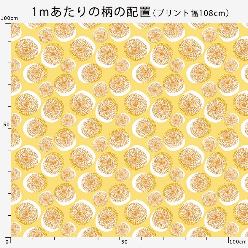 たんぽぽ(ホワイト×マリーゴールド)花柄- 布・生地の通販 たんぽぽ(ホワイト×マリーゴールド)花柄- 布・生地の通販