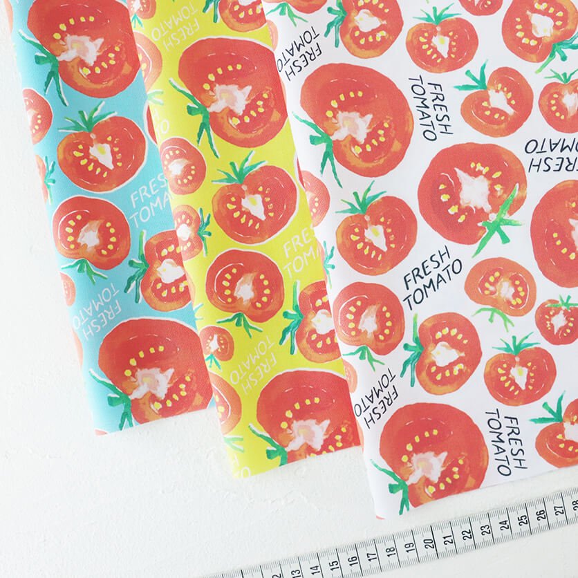 TOMATO（イエロー）やさい柄- 布・生地の通販サイト：nunocoto fabric