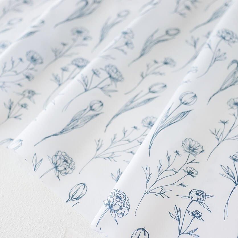 専用ページ_ 布花 Flower Drawing（グレージュ×ネイビー）花柄- 布・生地の通販