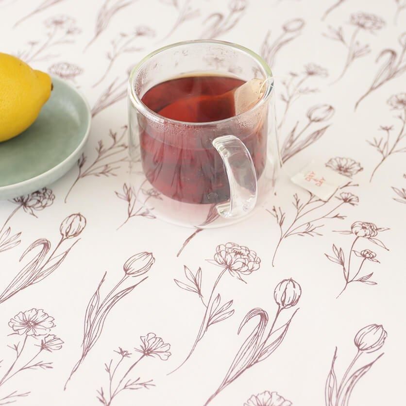 Flower Drawing（ベージュ×レッドブラウン）花柄- 布・生地の通販