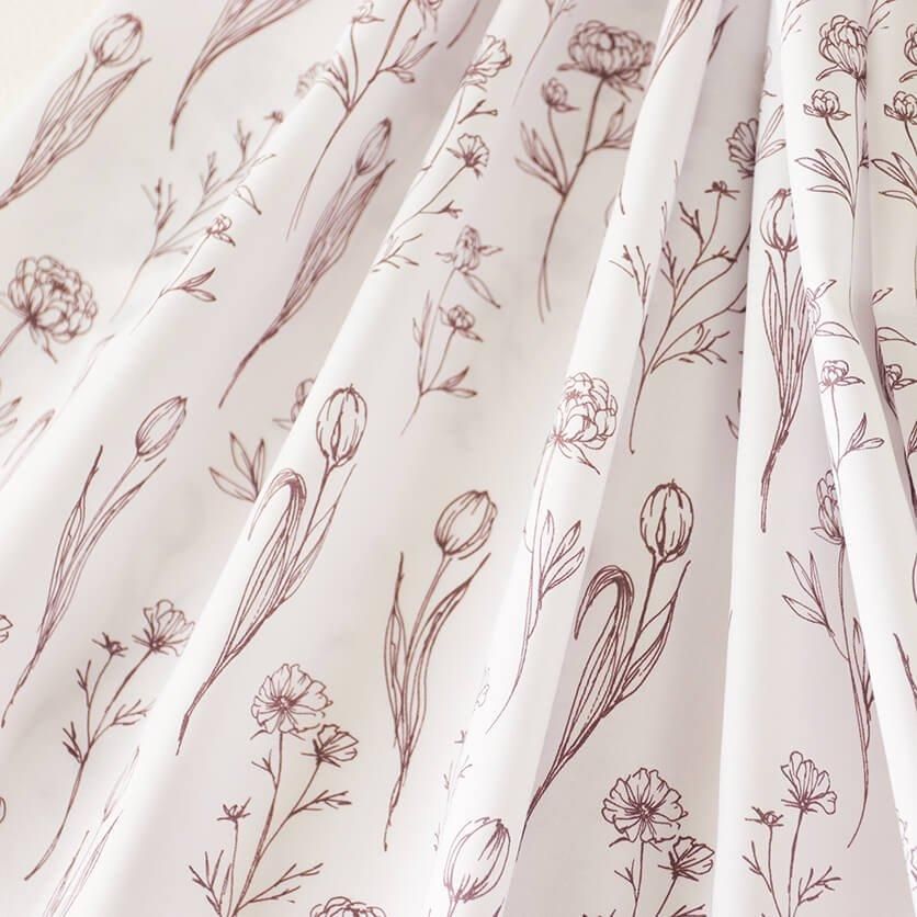 Flower Drawing（ベージュ×レッドブラウン）花柄- 布・生地の通販