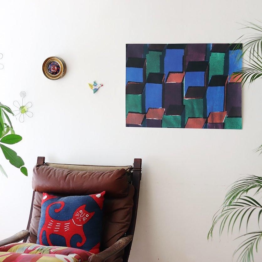 ファブリックポスター：夜の牛乳パック（二宮とみ） | nunocoto fabric