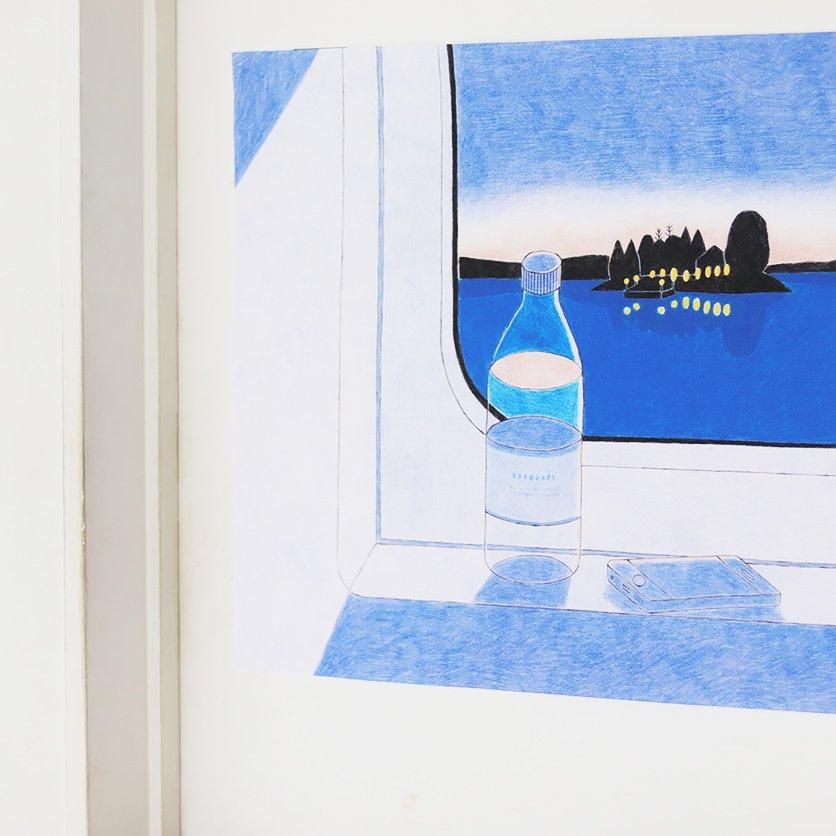 ファブリックポスター：night train heading north（小泉理恵