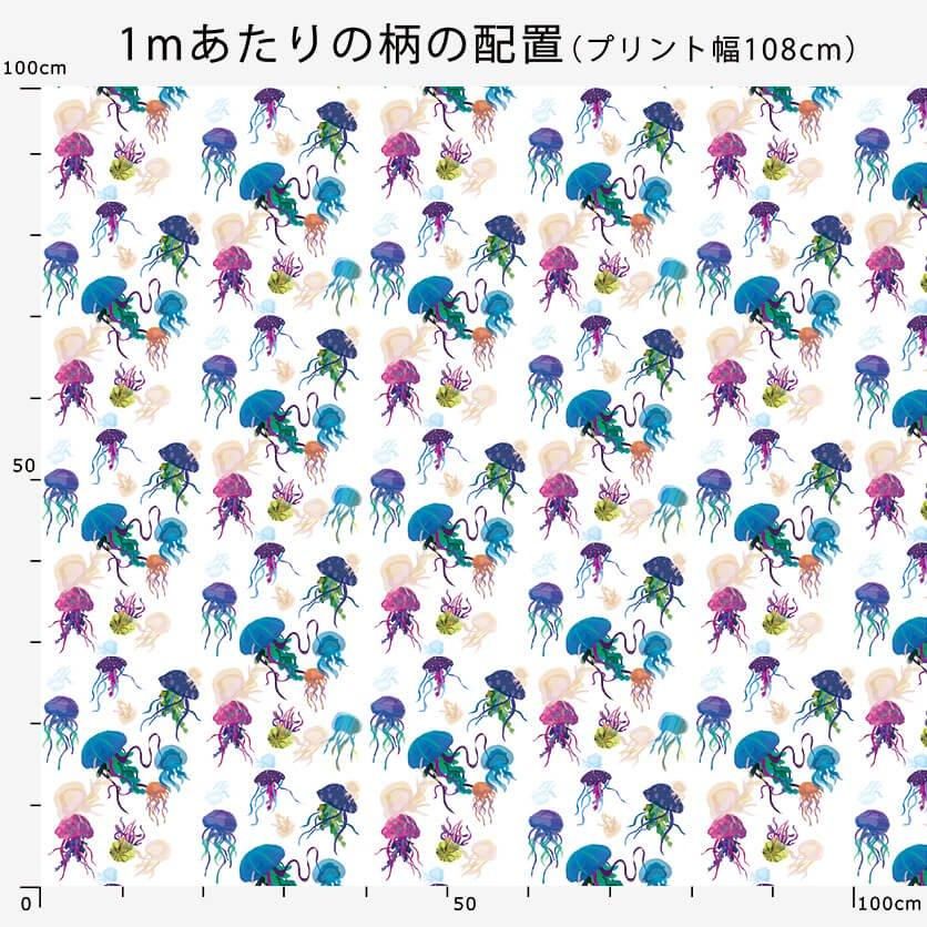 クラゲ（ホワイト） 魚柄- 布・生地の通販サイト：nunocoto fabric