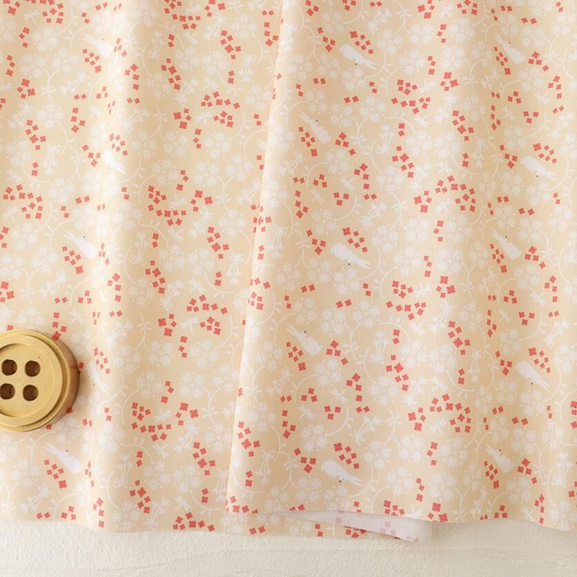 花とウサギ 北欧・うさぎ柄- 布・生地の通販サイト:nunocoto fabric 花とウサギ 北欧・うさぎ柄- 布・生地の通販サイト:nunocoto fabric