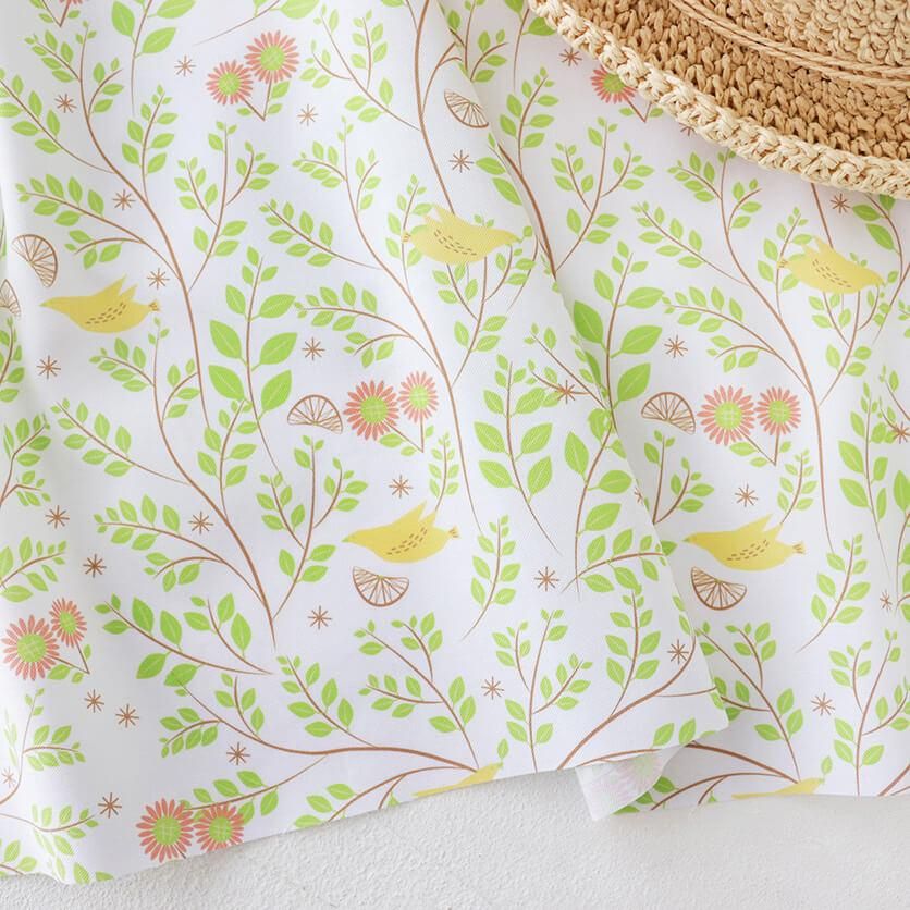 bird in forest（ホワイト）鳥柄- 布・生地の通販サイト：nunocoto fabric