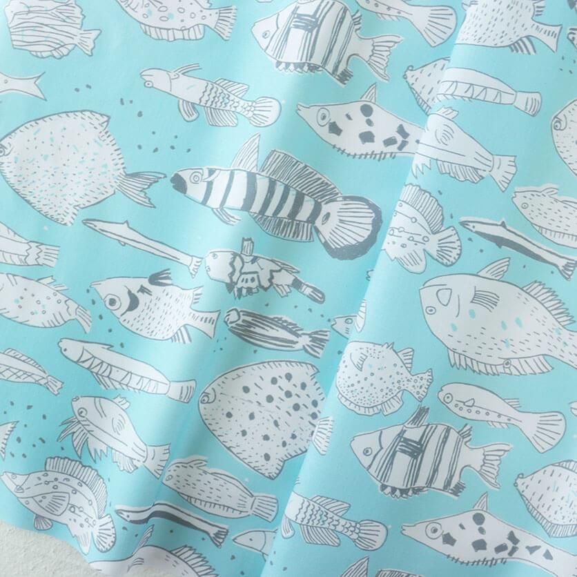 生地 『シーチング デジタルプリント お魚屋さん パネル