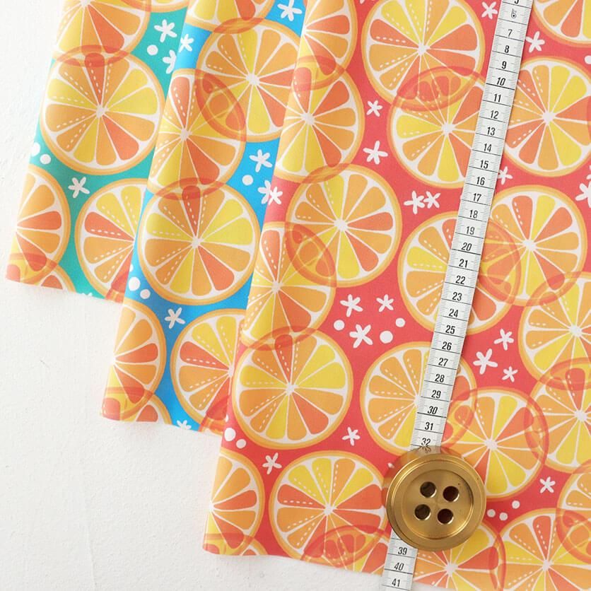 オレンジ・パラダイス（サマーレッド）フルーツ柄- 布・生地の