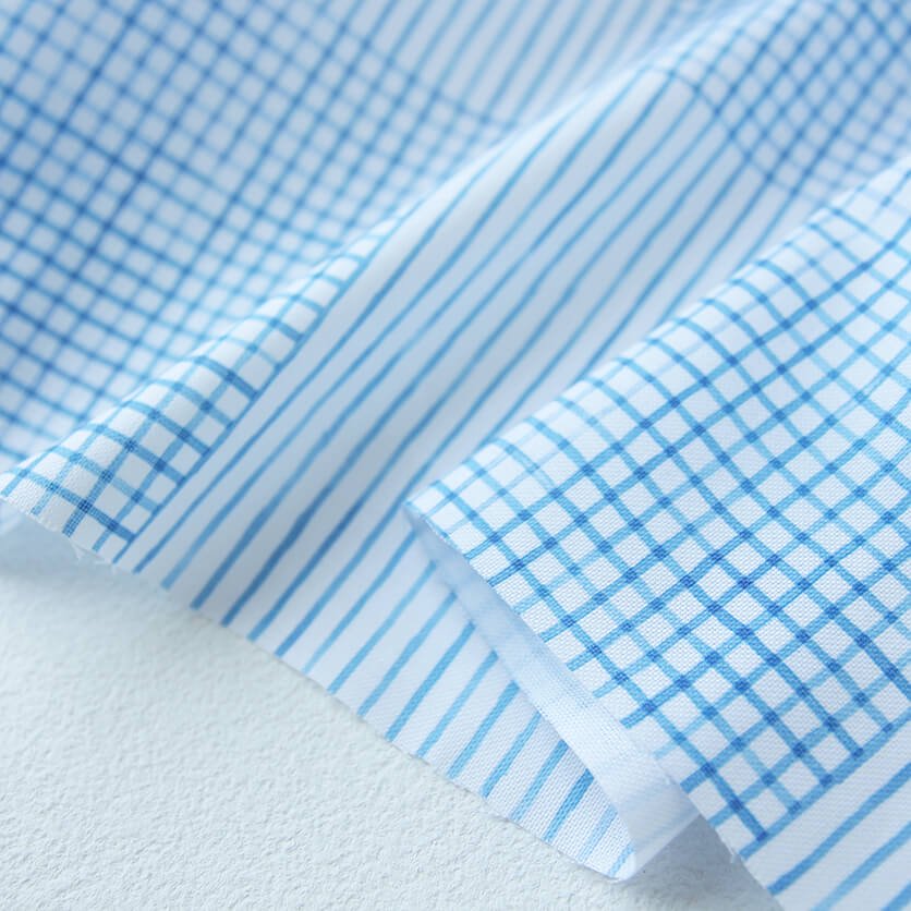 Blue check&stripe チェック・ストライプ柄- 布・生地の通販サイト：nunocoto fabric