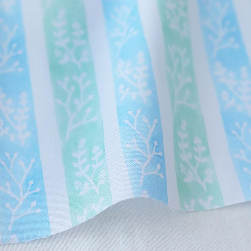 内側生地ページ botanical_stripe（ブルーグリーン）ストライプ柄- 布・生地の通販