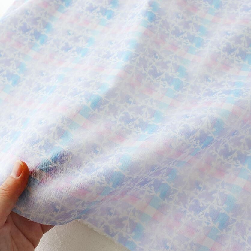 see through check（パープル×シアピンク）チェック柄- 布・生地の通販