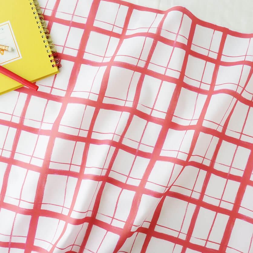 にじみチェック（ピンク）チェック柄- 布・生地の通販サイト：nunocoto