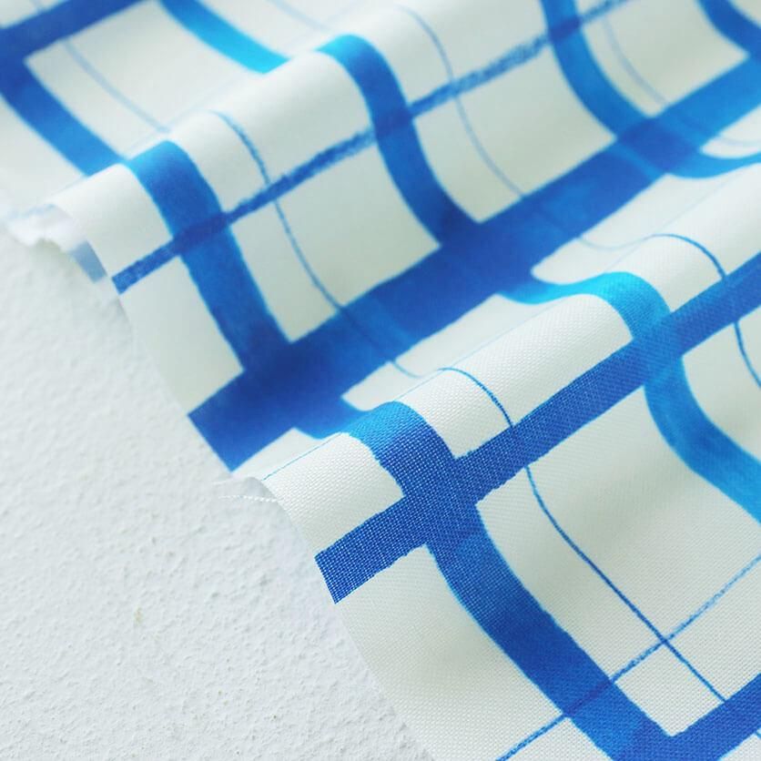 N　チェック柄 にじみチェック（みずいろ）チェック柄- 布・生地の通販サイト