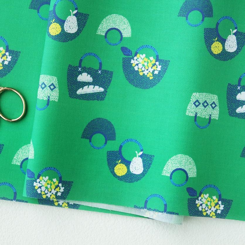 かごバッグ（グリーン）雑貨柄- 布・生地の通販サイト：nunocoto fabric