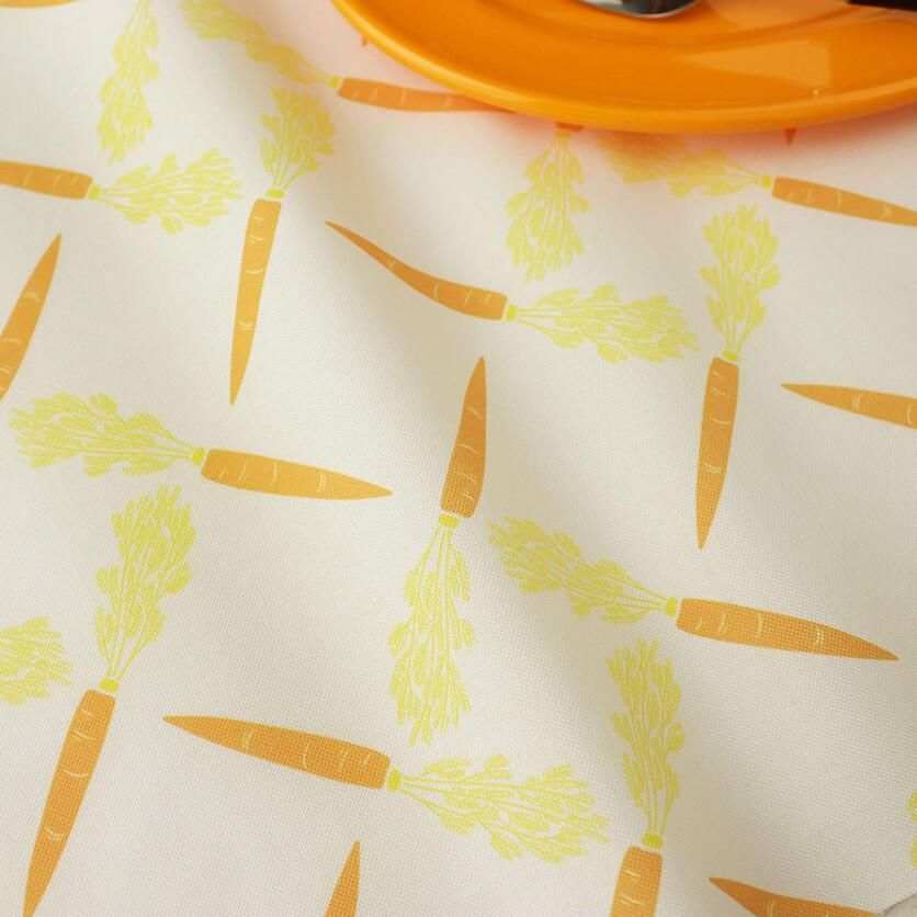 ハッピー・スクエア・キャロット（アイボリー）チェック柄- 布・生地の