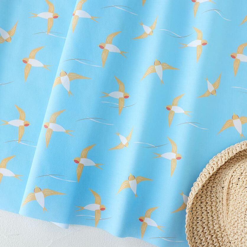 うさぎと花(ブルー)花柄- 布・生地の通販サイト:nunocoto fabric うさぎと花(ブルー)花柄- 布・生地の通販サイト:nunocoto fabric