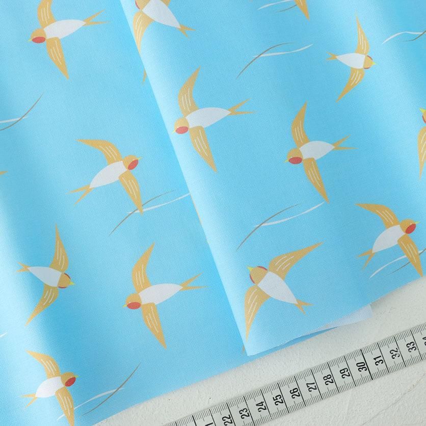 ツバメ（ブルー）鳥柄- 布・生地の通販サイト：nunocoto fabric