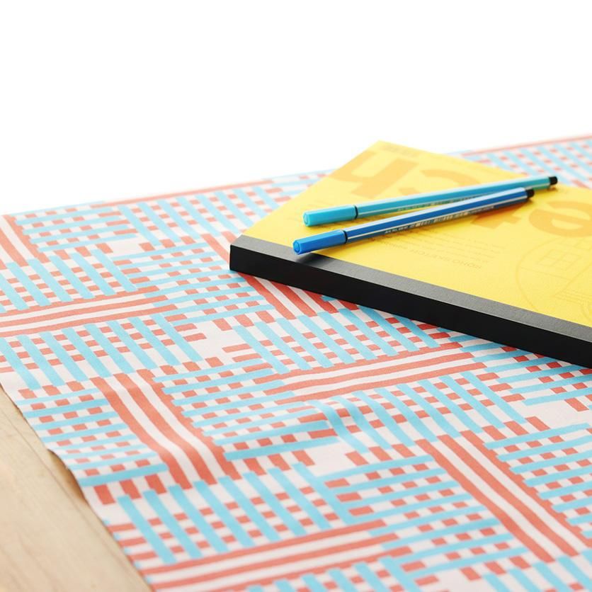 メランジチェック（グレイッシュブルー×ウォームオレンジ） チェック柄