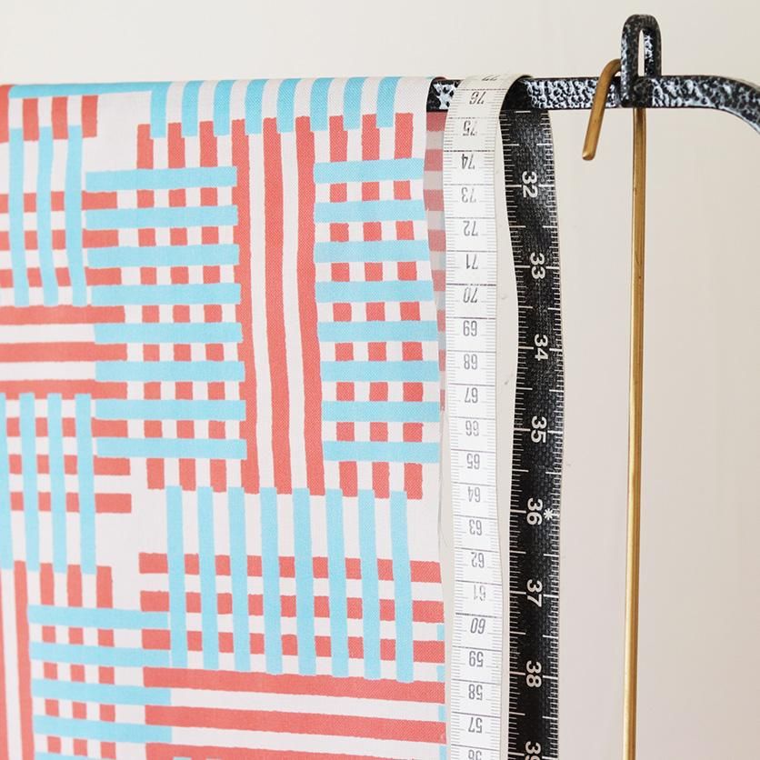 メランジチェック（グレイッシュブルー×ウォームオレンジ） チェック柄